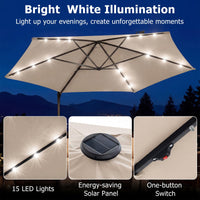 Tangkula 10ft Patio Umbrella with Solar Lights(9.6 x 9.6 x 8 ft)