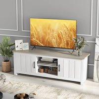 2 Doors TV Stand for TVs up to 65", White Oak - Tangkula