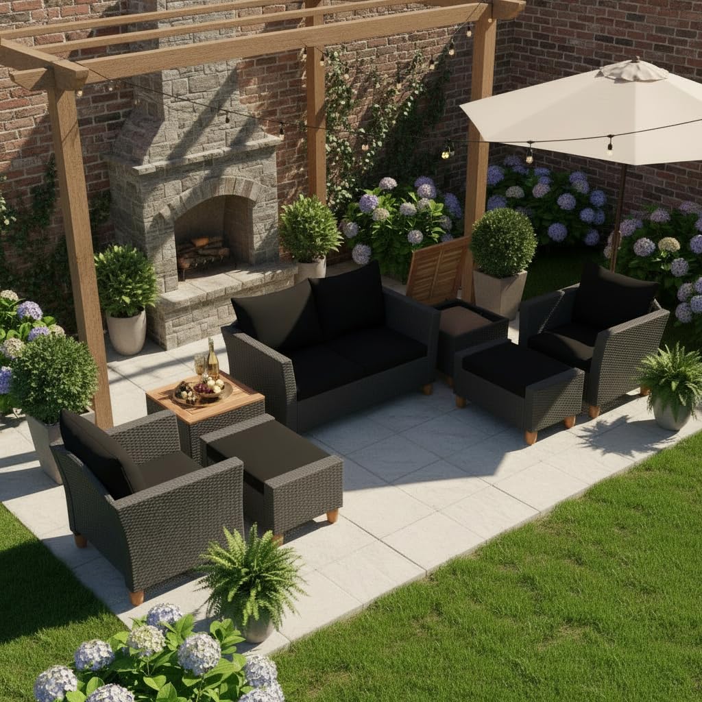 Tangkula 7 Pieces Patio Furniture Set with Loveseat