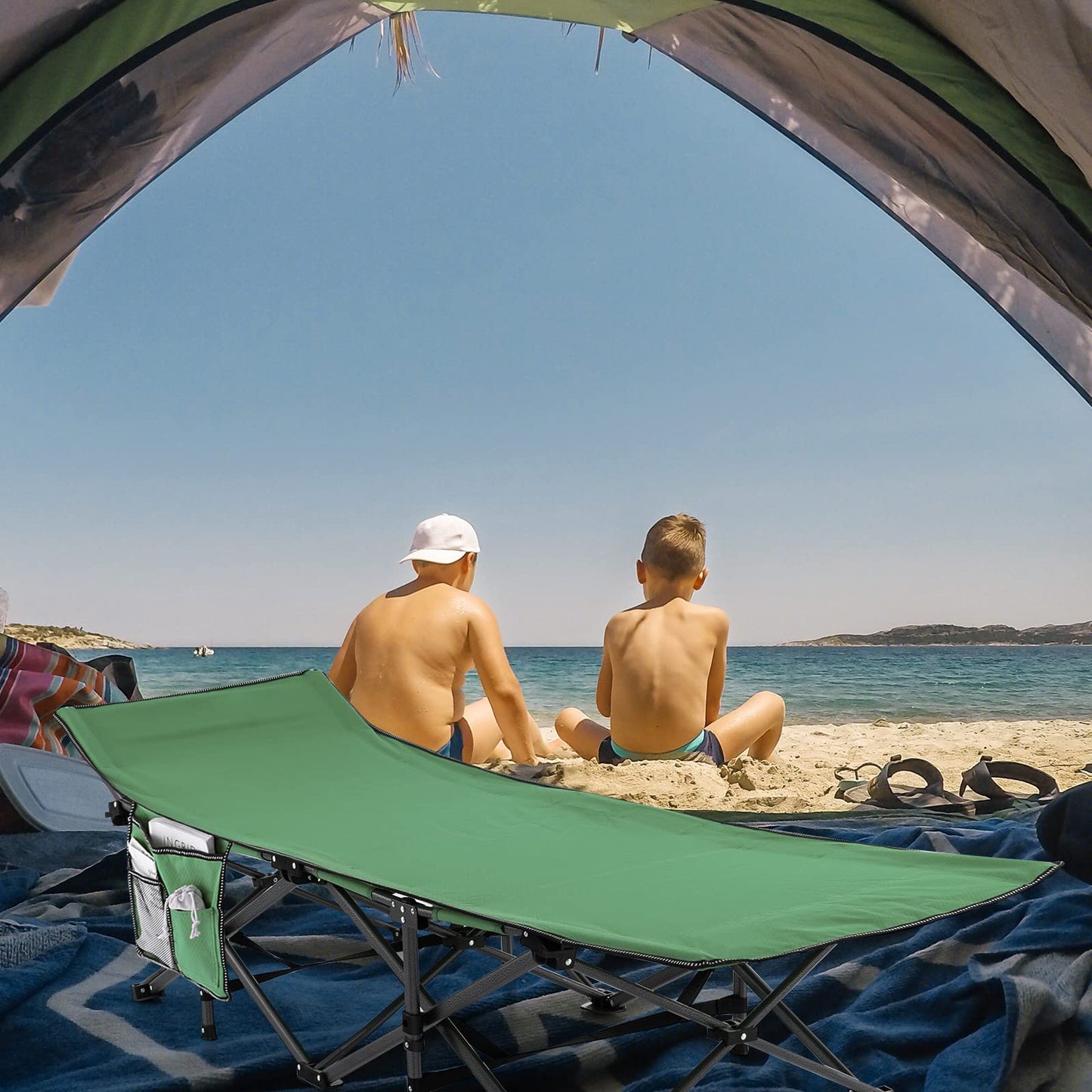 Tangkula Foldable Camping Cot, Portable Sleeping Cot with Carrying Bag