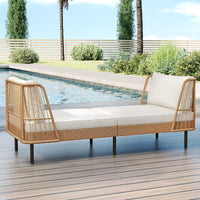 Tangkula Patio Wicker Daybed with Seat & Back Cushions