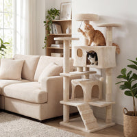 Tangkula 52 Inch Multi-Level Cat Tower with Sisal Scratching Posts