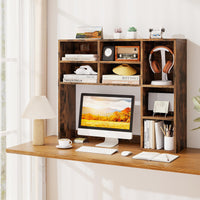 Tangkula Desktop Bookshelf 37" Countertop Storage Hutch with 7 Cubes & 3 Adjustable Shelves