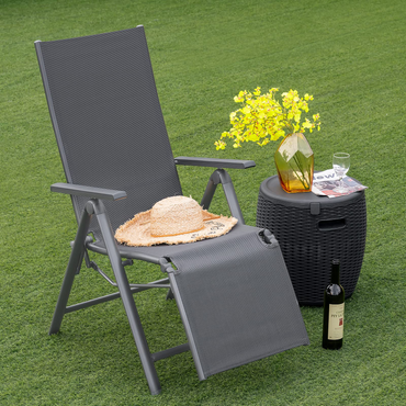 Chaise longue pliante d'extérieur Tangkula, fauteuil inclinable de patio avec 7 positions de dossier et de repose-pieds réglables
