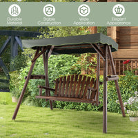 Tangkula Wooden Porch Swing 2 Person A-Frame