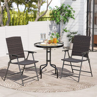 Tangkula Outdoor Folding Chairs Set Patio PE Wicker Dining Chairs