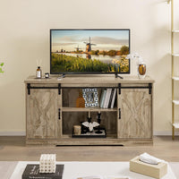 Tangkula Sliding Barn Door TV Stand for TVs up to 65”