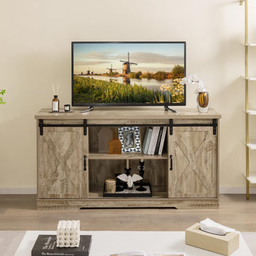 Tangkula Sliding Barn Door TV Stand for TVs up to 65”