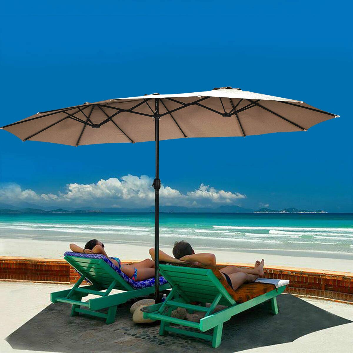 TANGKULA 15 Ft Patio Umbrella Double-Sided Steel