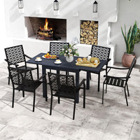 Tangkula 7 Pieces Outdoor Dining Set for 6 with Expandable Table