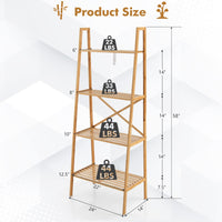 Tangkula 4 Tier Bamboo Ladder Bookshelf, Freestanding Plant Display Stand