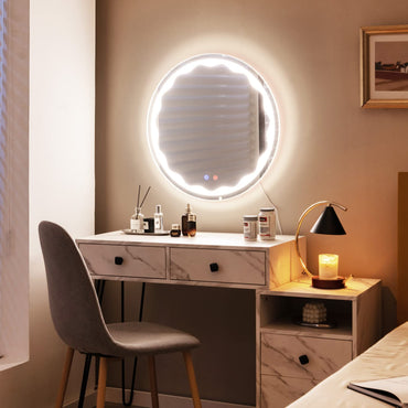 Tangkula 23.5" Round LED Bathroom Mirror