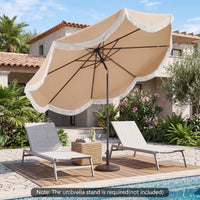 Tangkula 10 FT Scalloped Patio Umbrella with Fringe