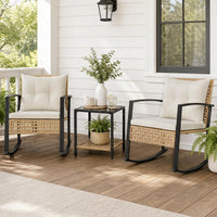 Tangkula 3-Piece Outdoor Rocking Chair Set for Garden