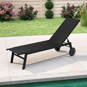 Tangkula Lounge Chair Outdoor with Wheels(1/2)