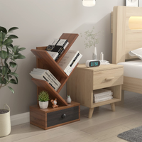 Tangkula 5 Tier Tree Bookshelf with Drawer, Rustic 5 Shelf Space Saving Corner Bookcase