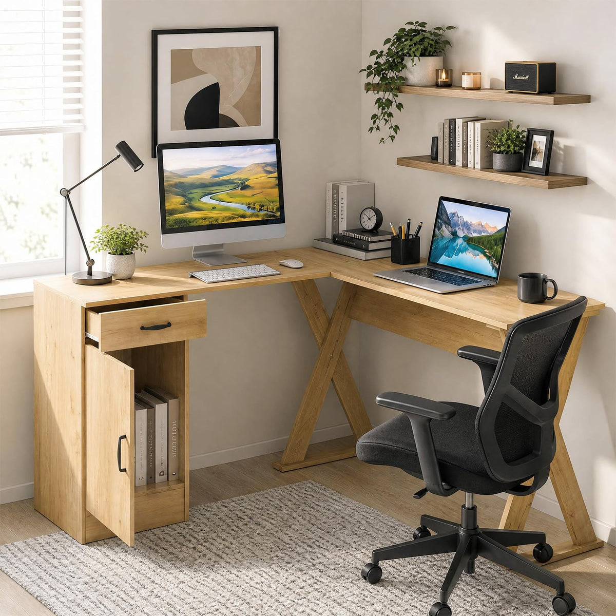 Tangkula L-Shaped Computer Desk Home Office Workstation