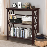 Tangkula 3-Tier Bookcase and Bookshelf, Wooden Open Shelf Bookcase, X-Design Etagere Bookshelf for Home Living Room Office