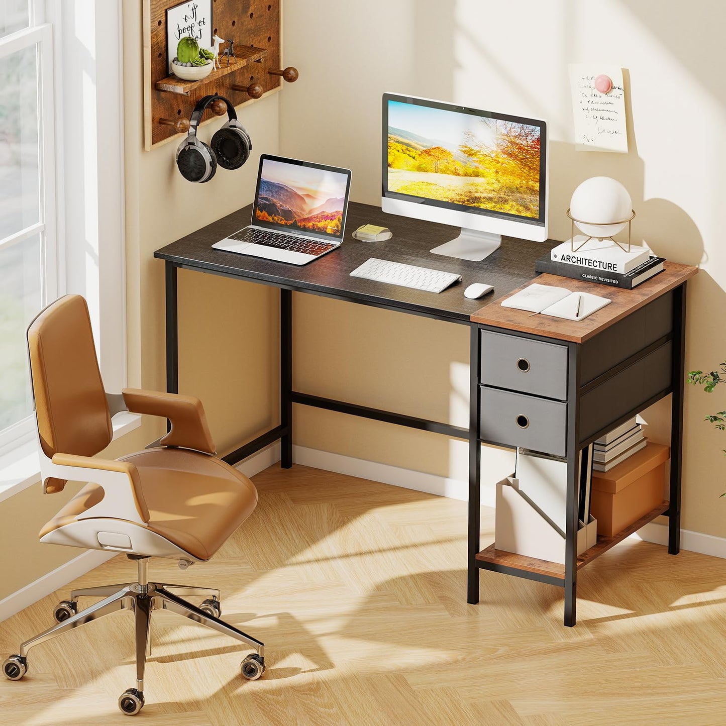 Tangkula 48" Computer Desk with 2 Fabric Drawers