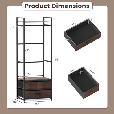 Tangkula Freestanding Small Clothes Rack with Drawers