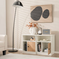 Tangkula Lot de 2 tables de chevet avec porte en bambou et compartiments ouverts