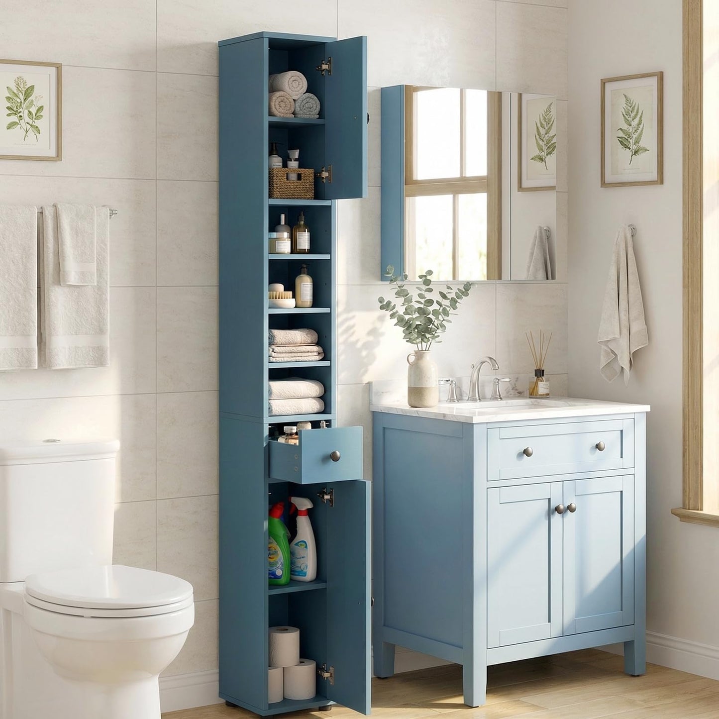 Tangkula Tall Slim Bathroom Storage Cabinet
