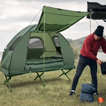 Tangkula 1-Person Tent Cot, Foldable Camping Tent with Air Mattress