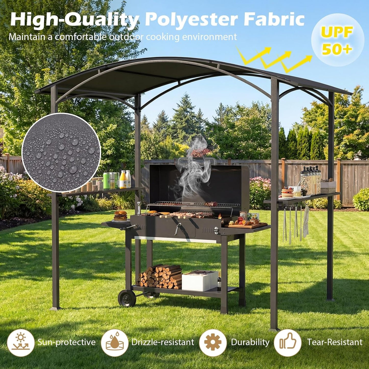Tangkula 8 x 5 FT Grill Gazebo with 2 Metal Shelves