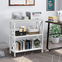 Tangkula 3-Tier Bookcase and Bookshelf, Wooden Open Shelf Bookcase, X-Design Etagere Bookshelf for Home Living Room Office