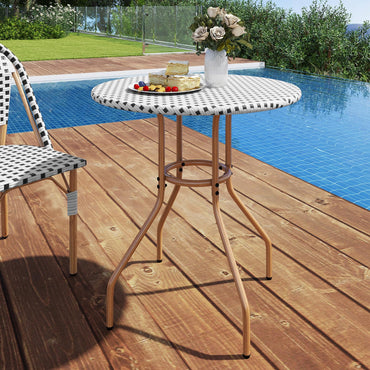 Tangkula 27.5" Outdoor Bistro Table with Heavy Duty Metal Frame and Adjustable Foot Pads