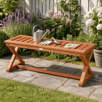 Tangkula Wood Outdoor Bench Backless