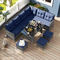 Tangkula 7 Pieces PE Rattan Patio Dining Set