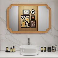 Tangkula Rounded Corner Arch Wall Mirror for Bathroom Living Room Entryway Bedroom