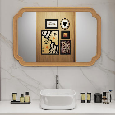 Tangkula Rounded Corner Arch Wall Mirror for Bathroom Living Room Entryway Bedroom