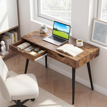 Bureau du milieu du siècle avec 2 tiroirs, bureau d'écriture, bureau pour ordinateur portable