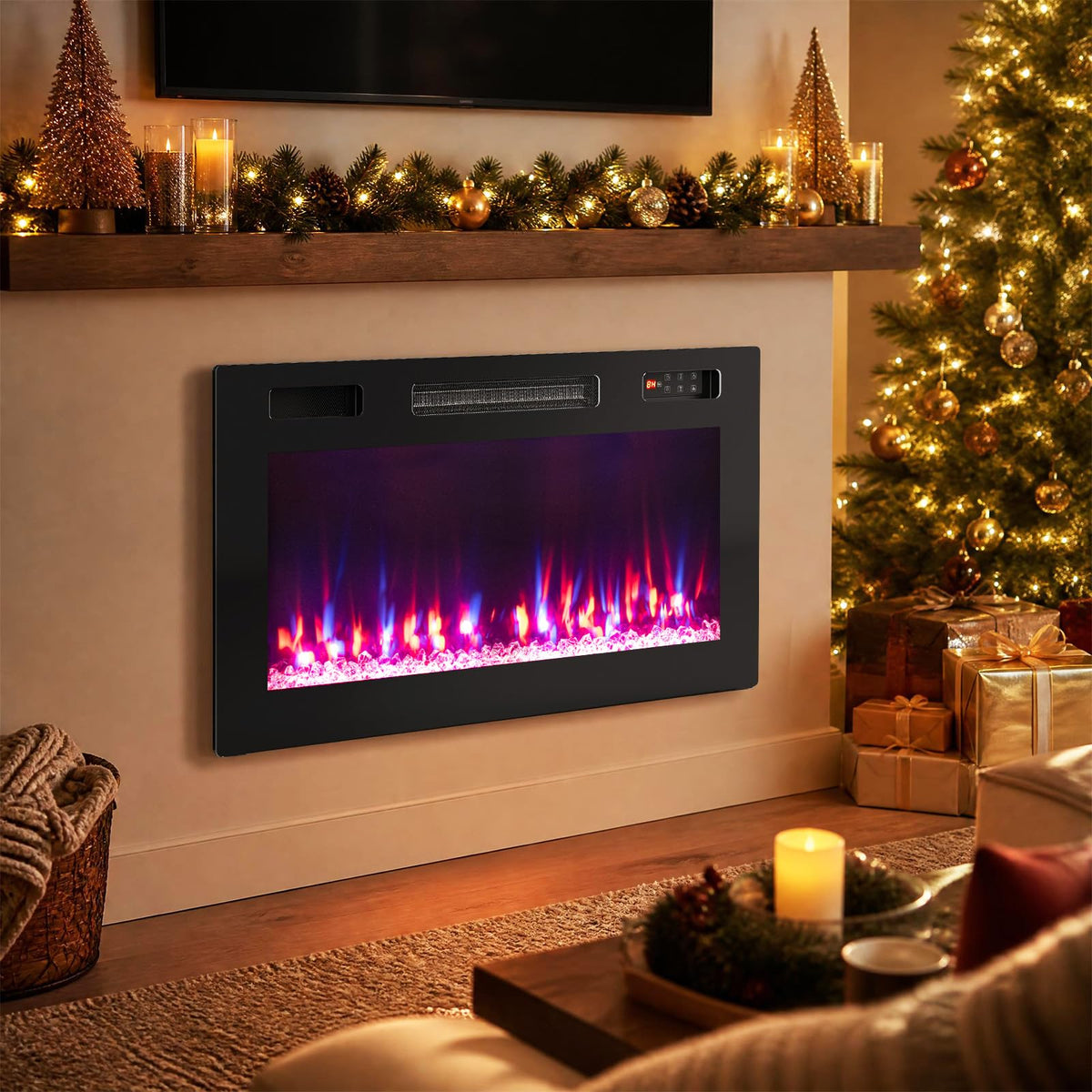 Tangkula 30"/36"/40"/50"/60"/72" Smart Electric Fireplace