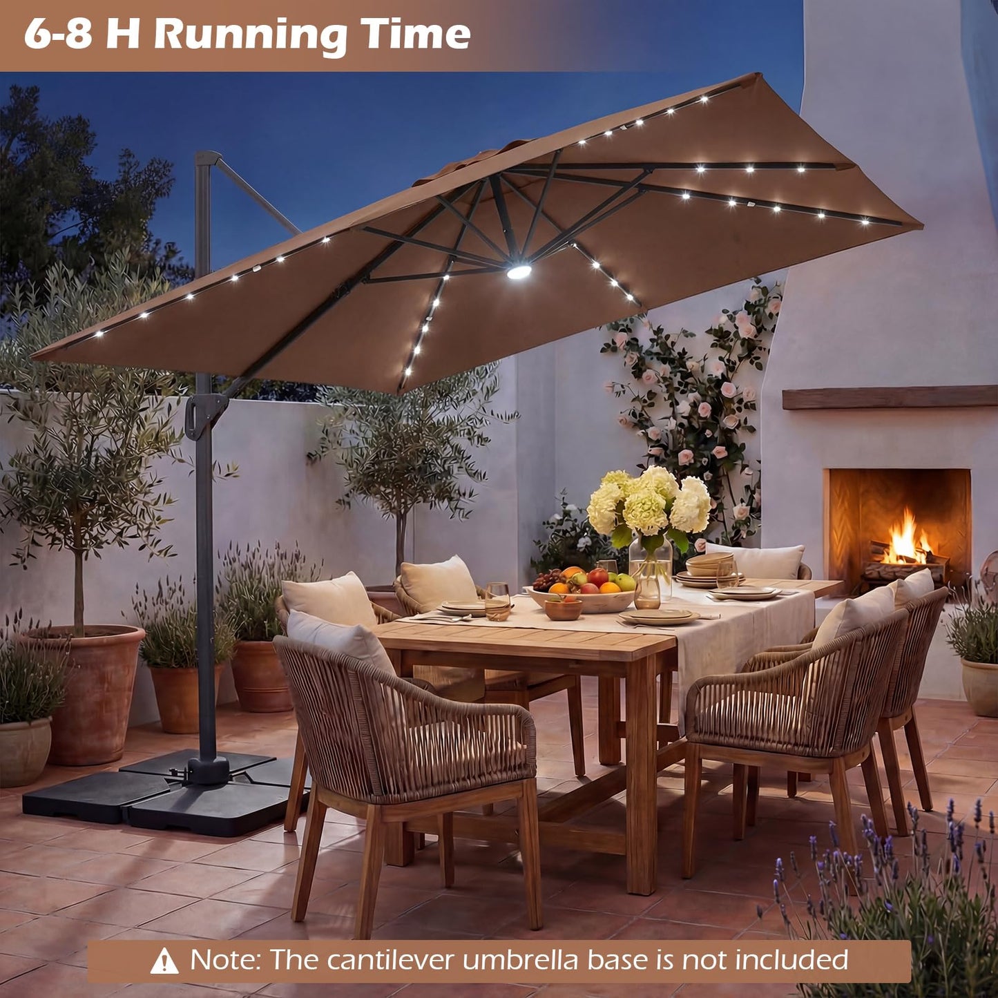 Tangkula 10ft Patio Umbrella with Solar Lights