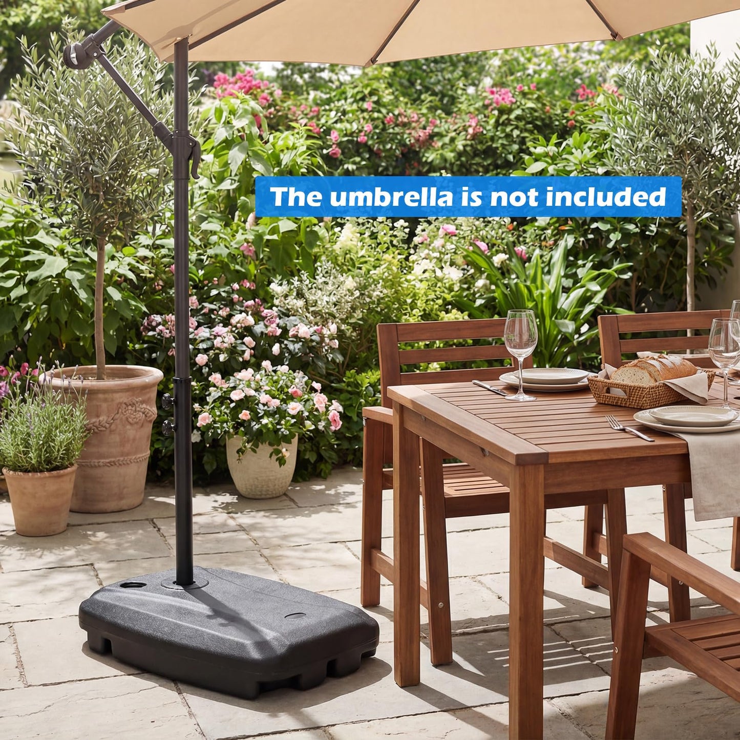 Tangkula 225 Lbs Cantilever Umbrella Base with 2 Wheels