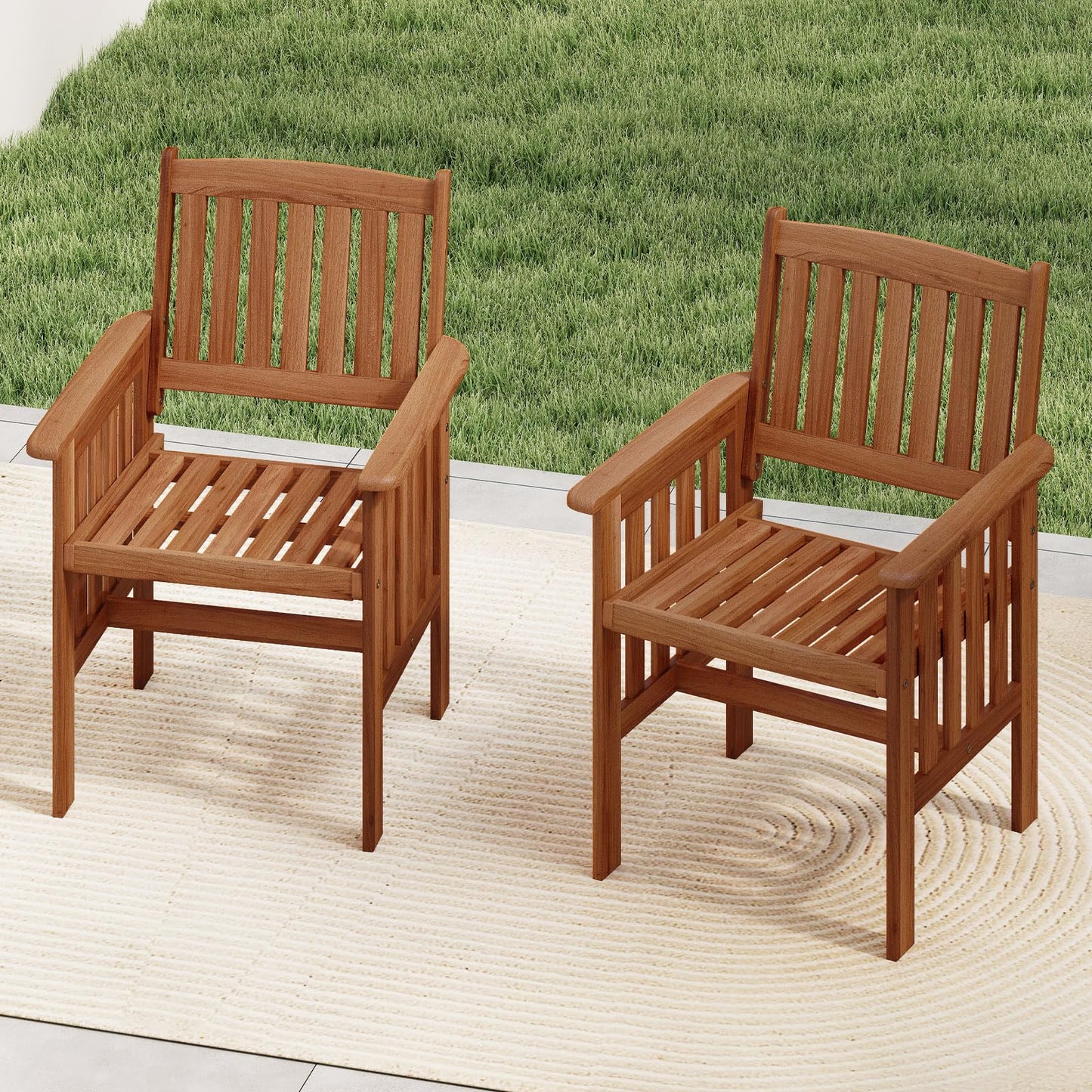 Tangkula Chaises de Salle à Manger en Bois pour Patio, Lot de 2/4