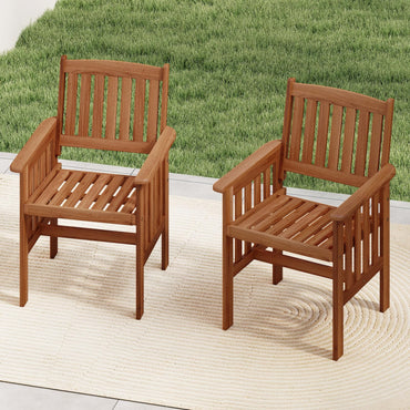 Tangkula Patio Wooden Dining Chairs Set of 2/4
