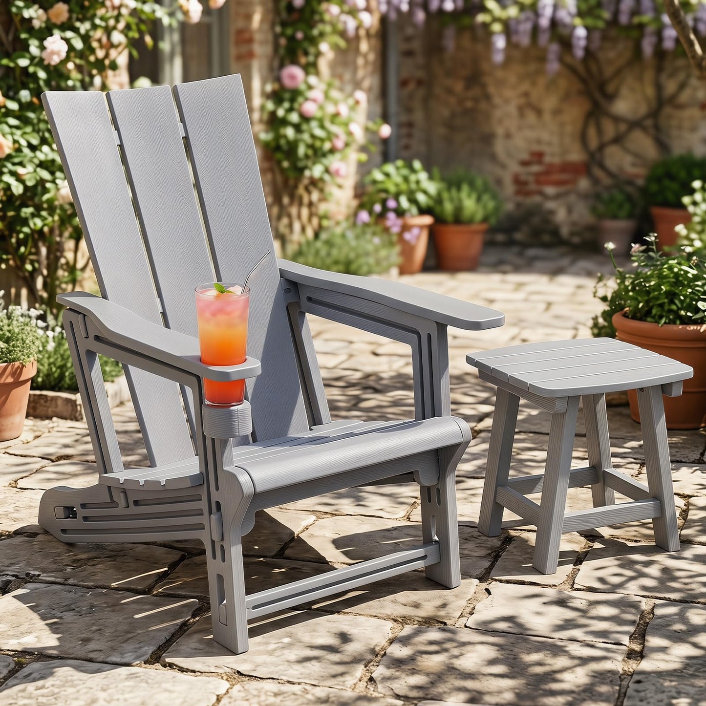 Tangkula Adirondack Chairs with Cup Holder for Garden