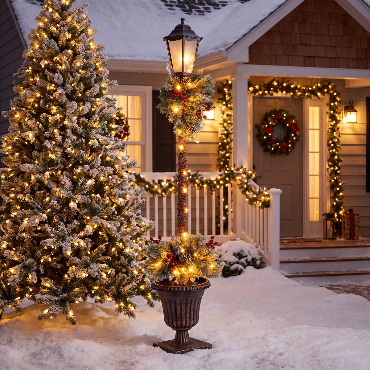 Tangkula 11" x 11" x 64" Lighted Christmas Lamppost