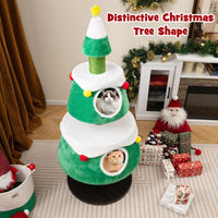Tangkula Arbre à chat de Noël pour chats d'intérieur, mignonne tour à chat de vacances avec 2 niches