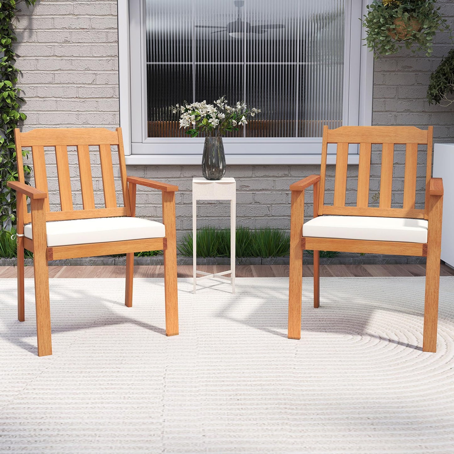 Tangkula Wooden Patio Chair Set of 2/4 for Patio