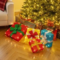 Tangkula 4 Ft Stackable Gift Boxes with Warm White LED Lights