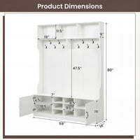 Tangkula 6-in-1 Hall Tree with Coat Rack and Shoe Storage