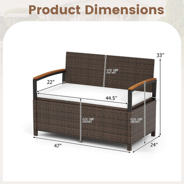 Tangkula 46 Gallon Outdoor Bench with Storage for Porch Backyard Poolside
