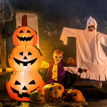 Tangkula 5.2 Ft Halloween Inflatable 3 Pumpkin Stack