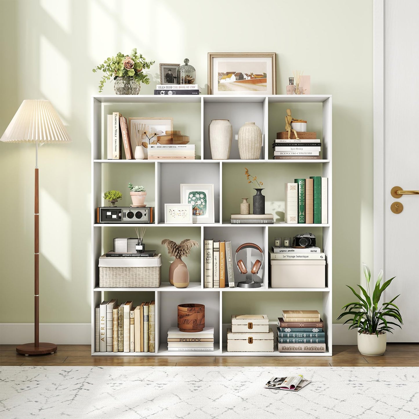 Tangkula 12 Cube Bookshelf 4-Tier Freestanding Storage Organizer Bookcase