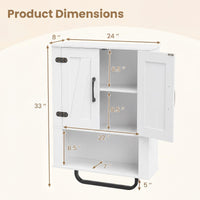 Tangkula Bathroom Wall Cabinet with 2 Barn Doors & Metal Towel Bar